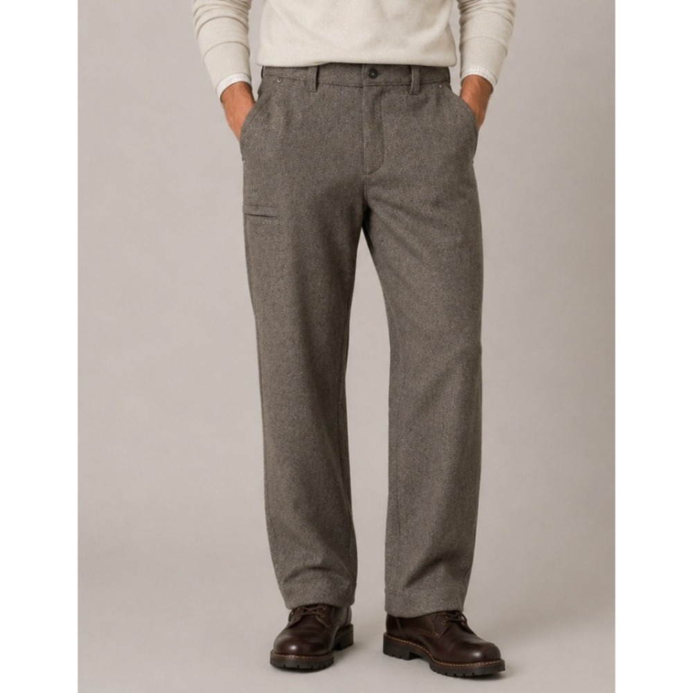 Ibex Mens 34 Merino Wool Pants Charcoal Grey Straight Leg Made in USA Utility
